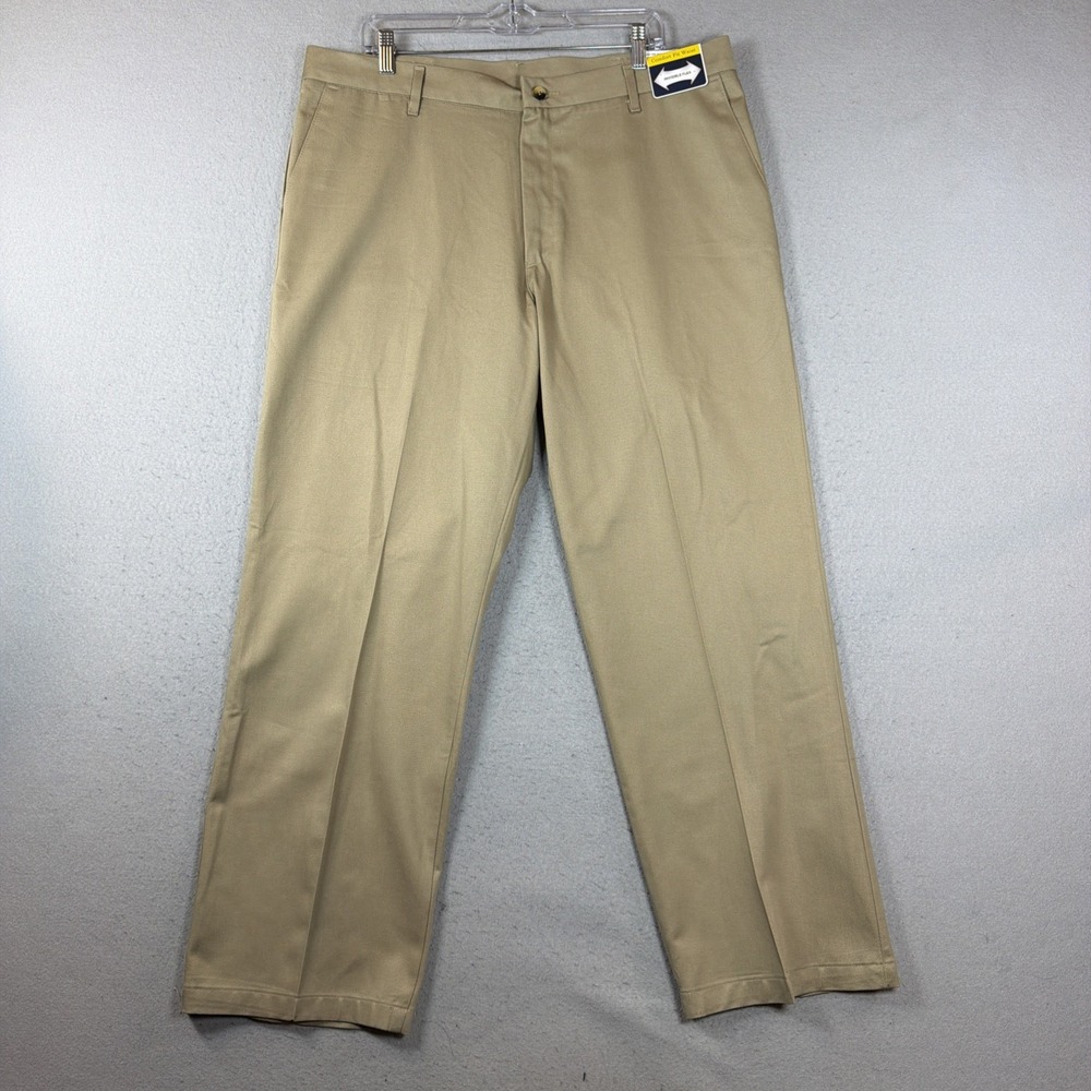 Wrangler Original Ultimate Khaki Pants Men 38x30 No Iron Flat Front Classic NWT